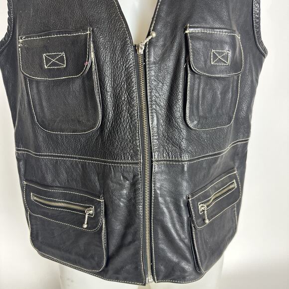 Here & Now Black Leather Vest Men’s Size XL - Picture 3 of 15